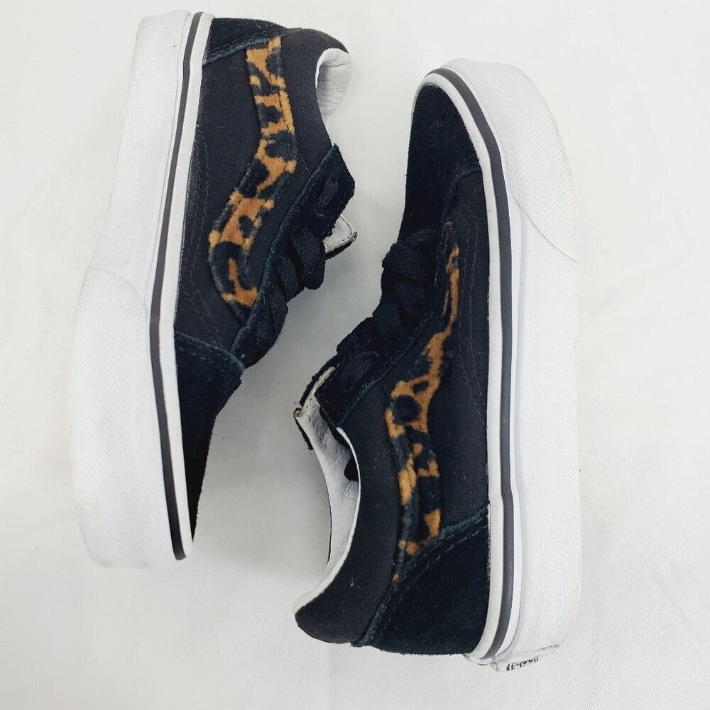 Vans Off The Wall Girls Black Sneaker Shoes Skater Leopard Lace Up Size 11 - Picture 6 of 10